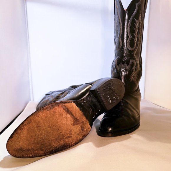 Tony Lama black cowboy boots - Picture 3 of 5